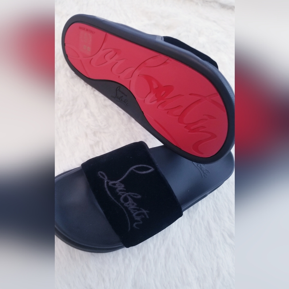 Christian Louboutin Black Velvet Sandals